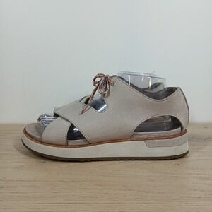 Merrell Sandals Women 9 Tan Leather Lace Up Platform Comfort Outdoor Casual
